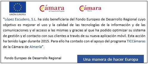 Grupo Regente ha sido beneficiaria del Fondo Europeo de Desarrollo Regional